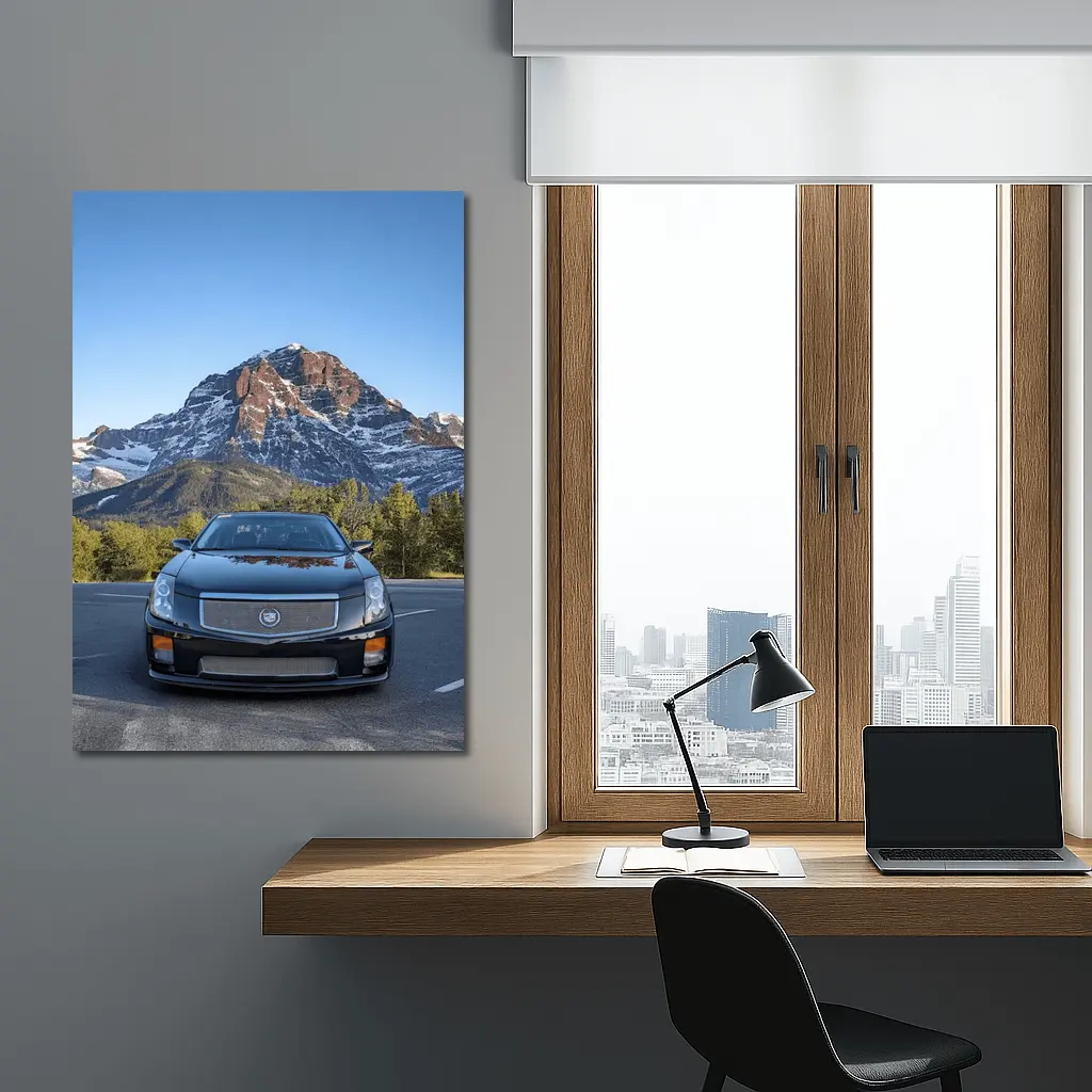 Cadillac CTS Black Car Mountain Background – Wall Art