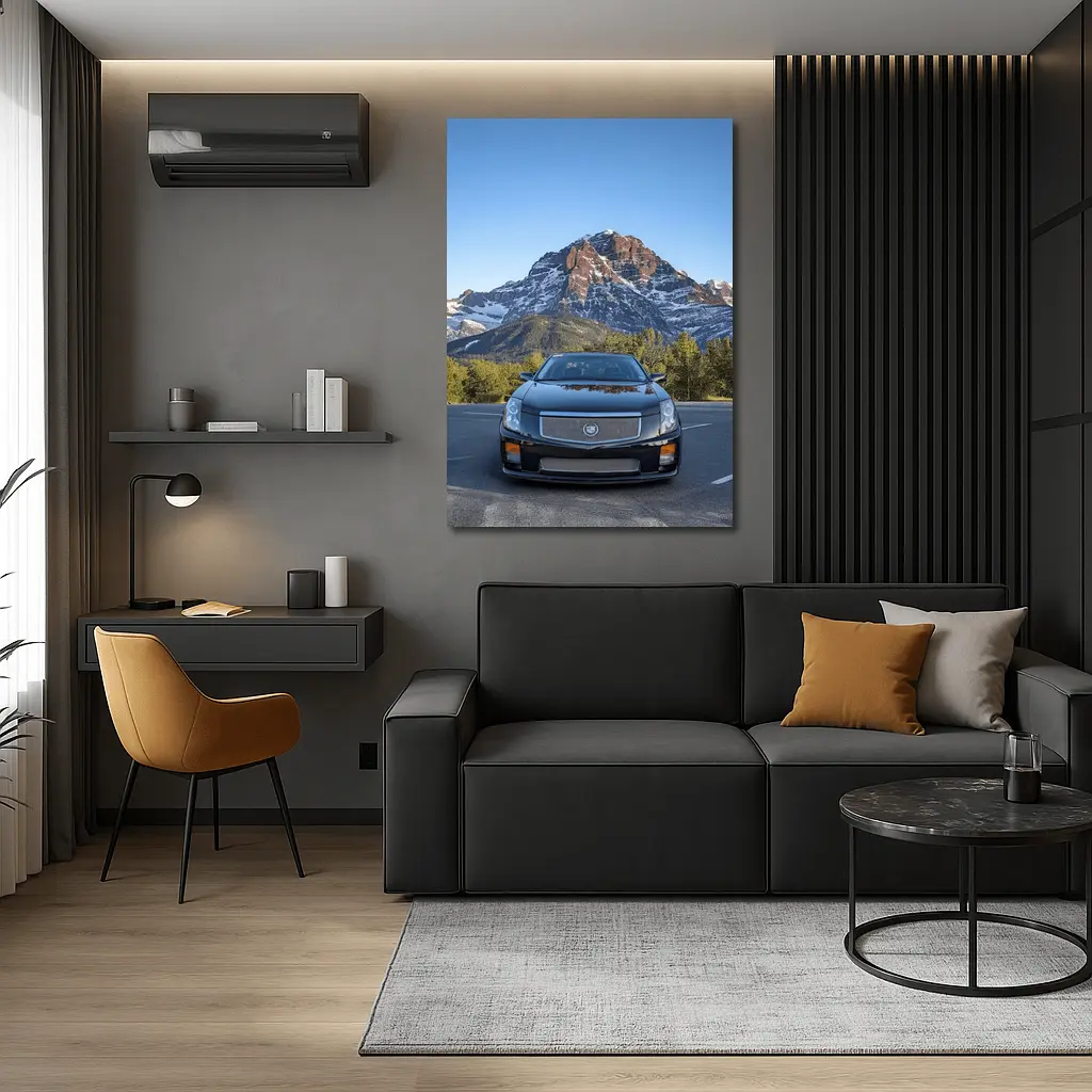 Cadillac CTS Black Car Mountain Background – Wall Art
