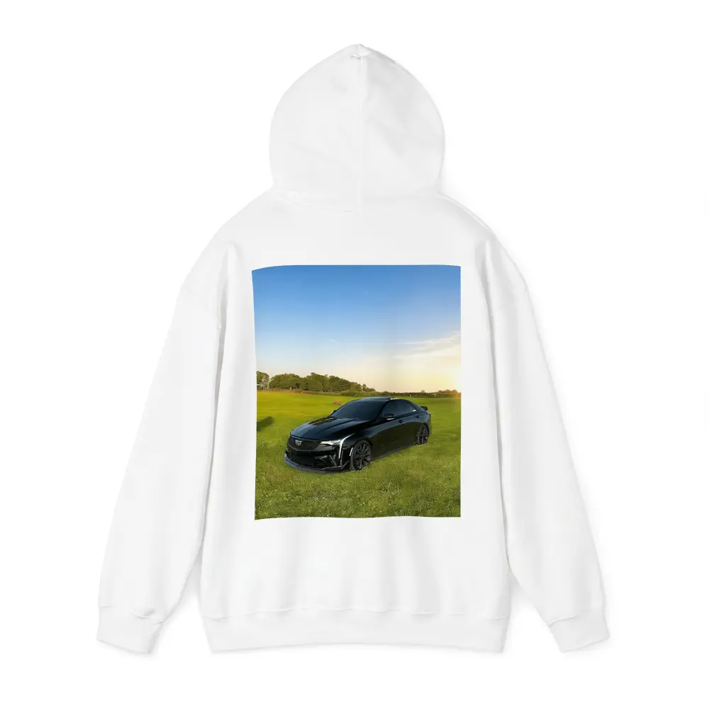 Black Cadillac CT5 Parked Green Field – Hoodies