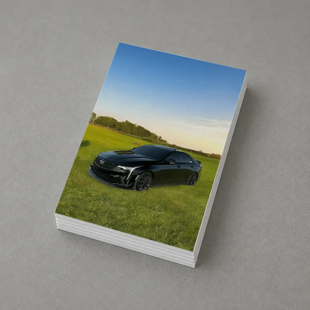 Black Cadillac CT5 Parked Green Field – Postcards