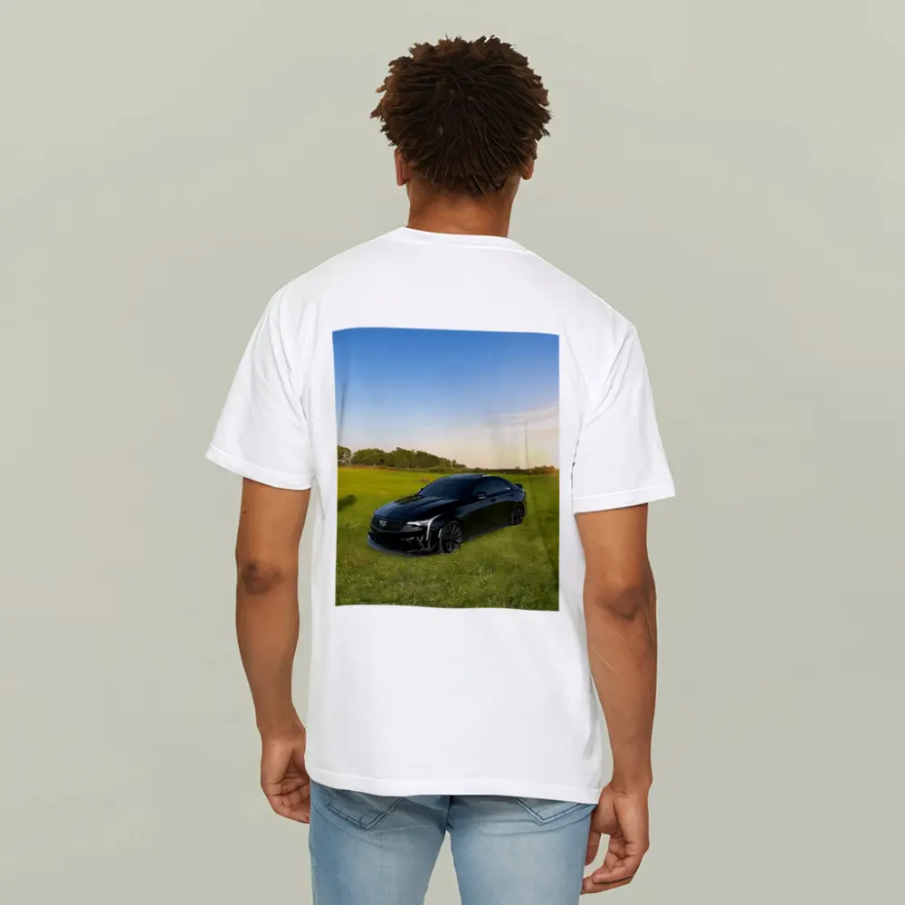 Black Cadillac CT5 Parked Green Field – T-Shirts