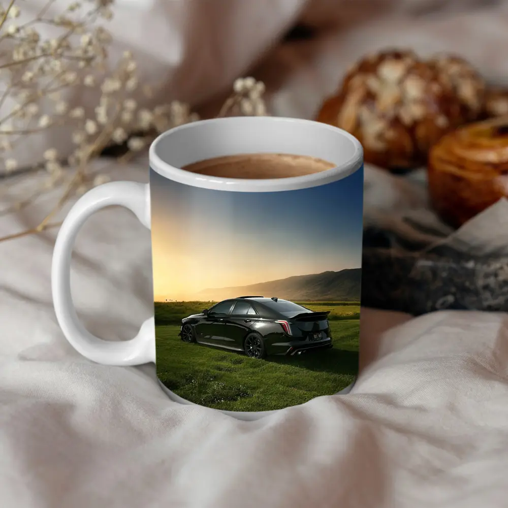 Cadillac CT5 Black Sedan Sunset Field – Mugs