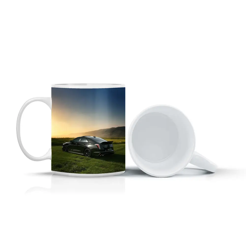 Cadillac CT5 Black Sedan Sunset Field – Mugs