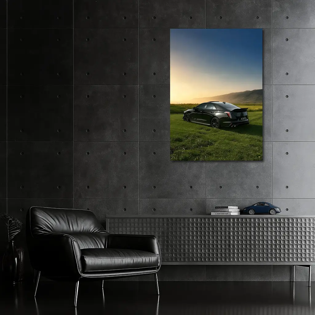 Cadillac CT5 Black Sedan Sunset Field – Wall Art