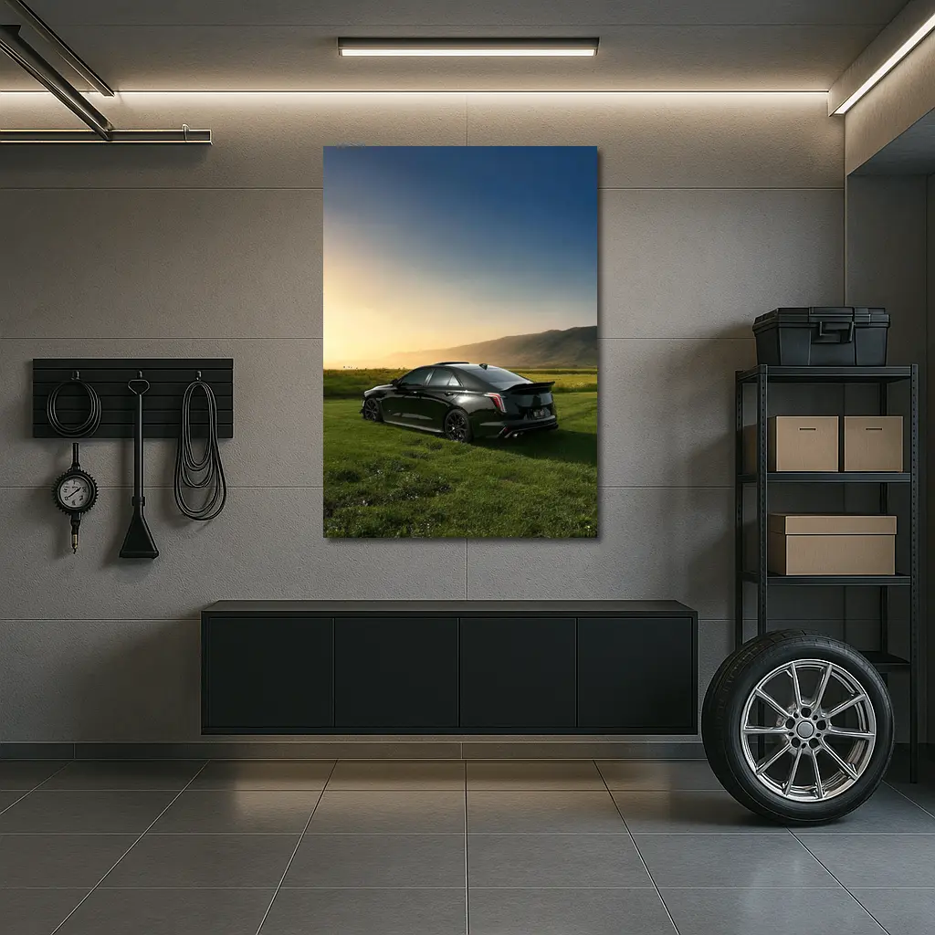 Cadillac CT5 Black Sedan Sunset Field – Wall Art