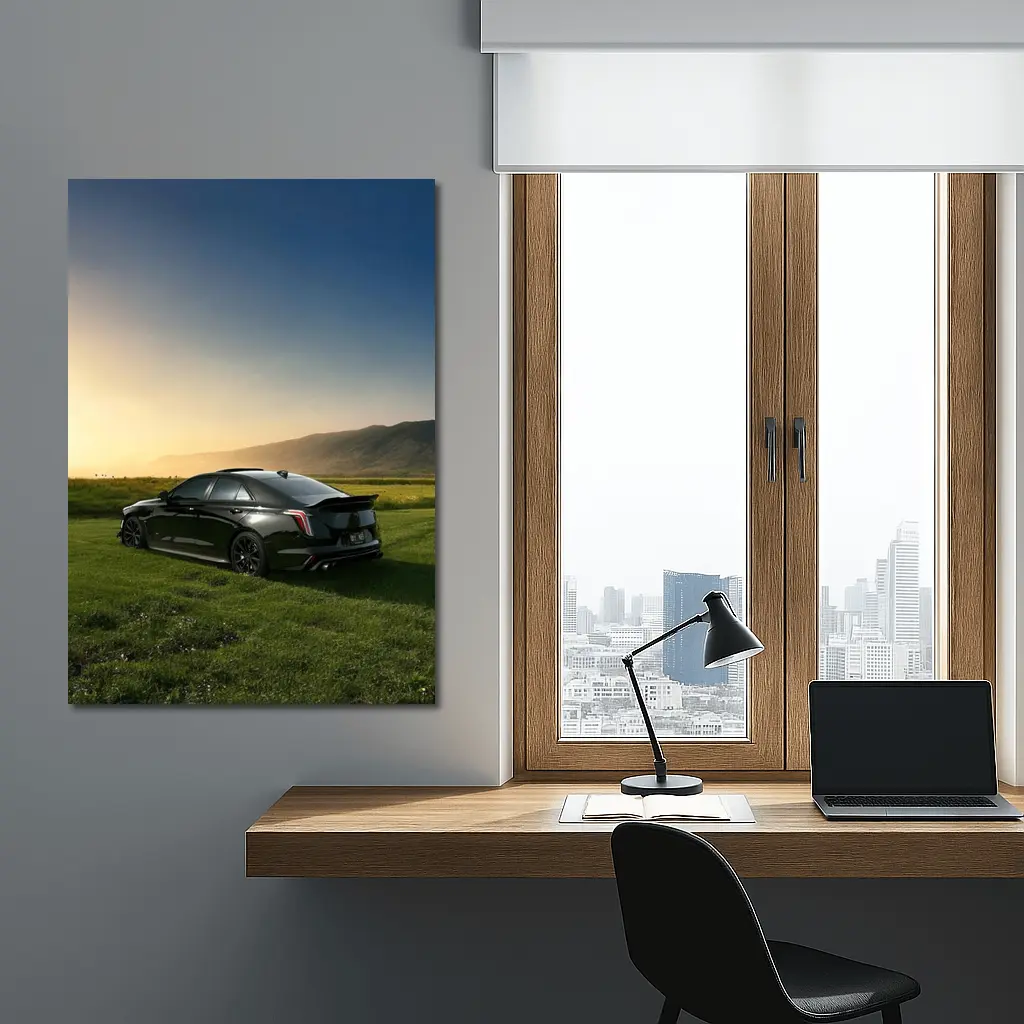 Cadillac CT5 Black Sedan Sunset Field – Wall Art