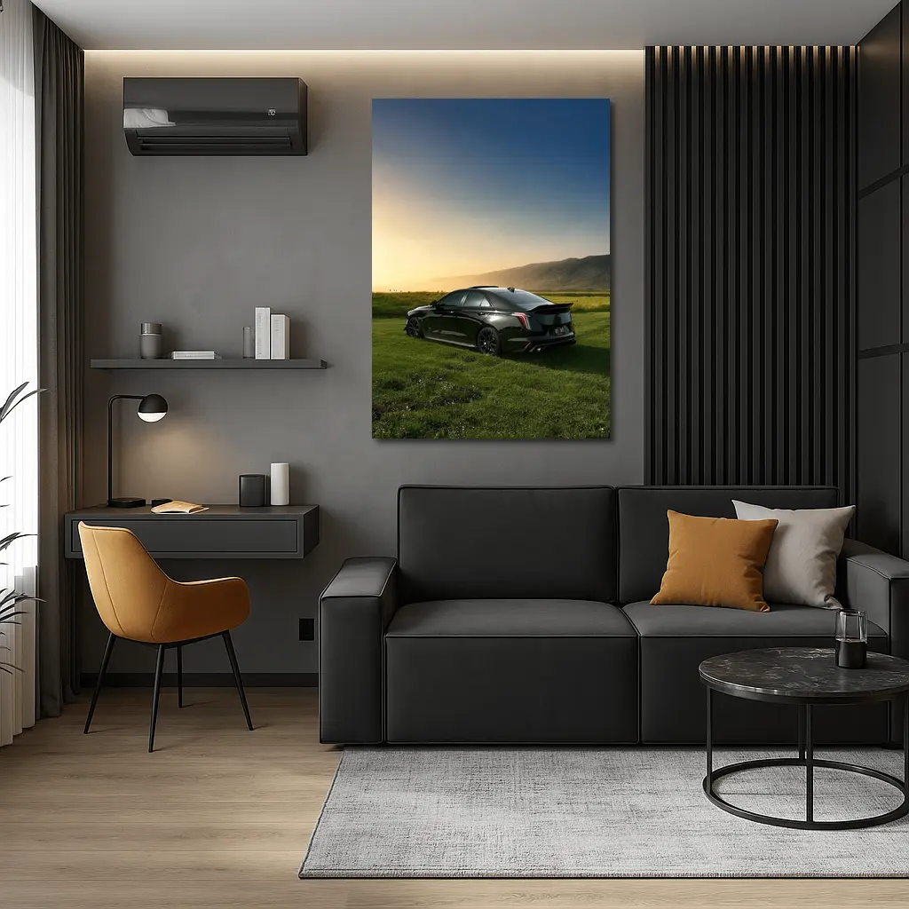 Cadillac CT5 Black Sedan Sunset Field – Wall Art