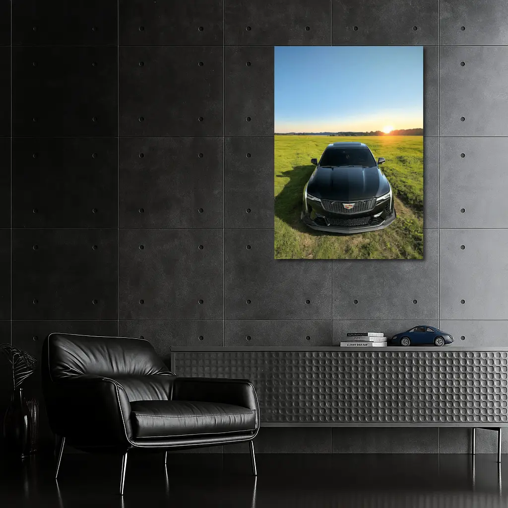 Cadillac CT5 Black Sunset Field Front View – Wall Art