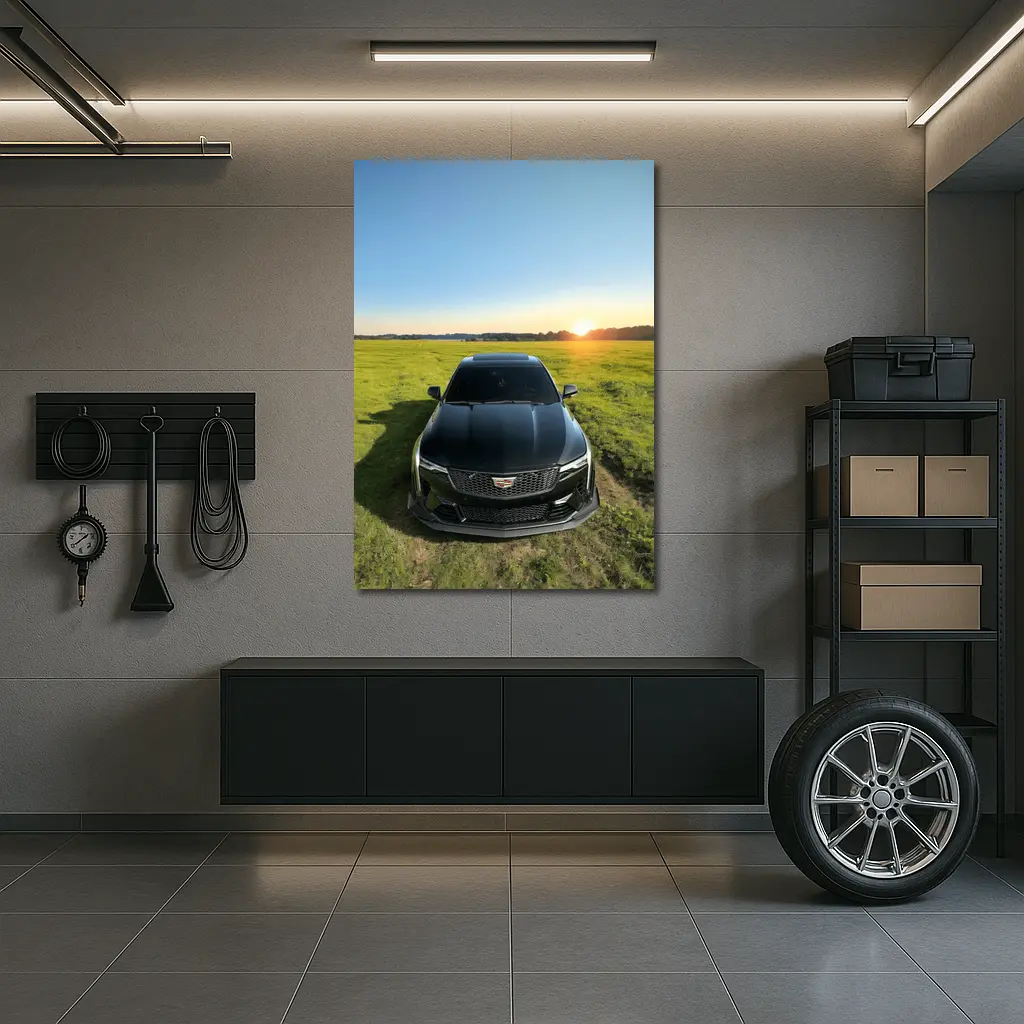 Cadillac CT5 Black Sunset Field Front View – Wall Art