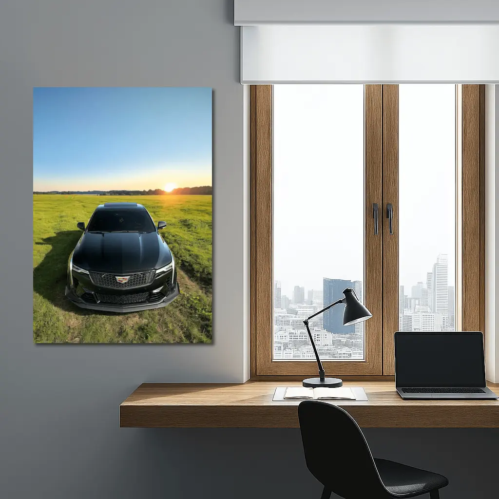 Cadillac CT5 Black Sunset Field Front View – Wall Art