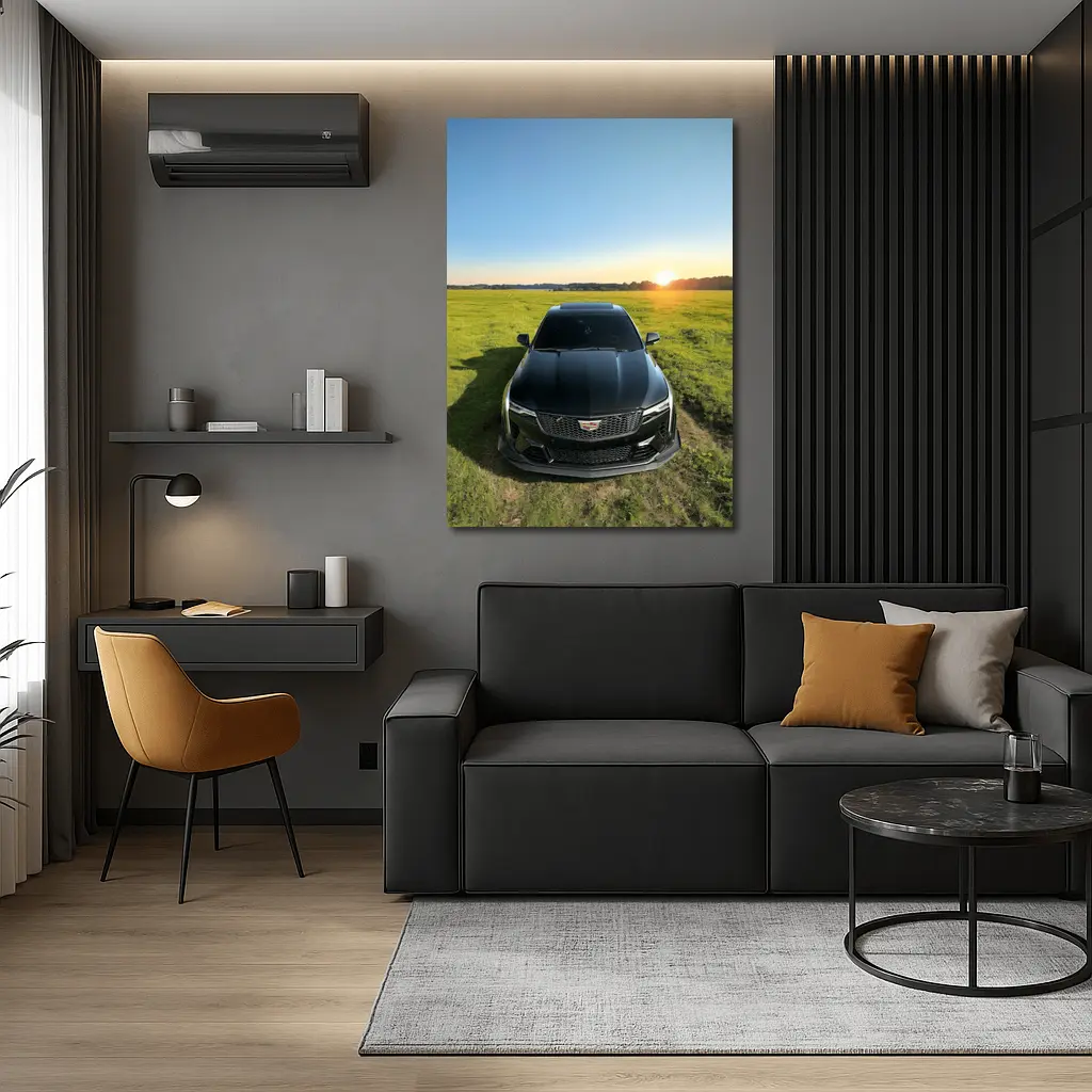Cadillac CT5 Black Sunset Field Front View – Wall Art