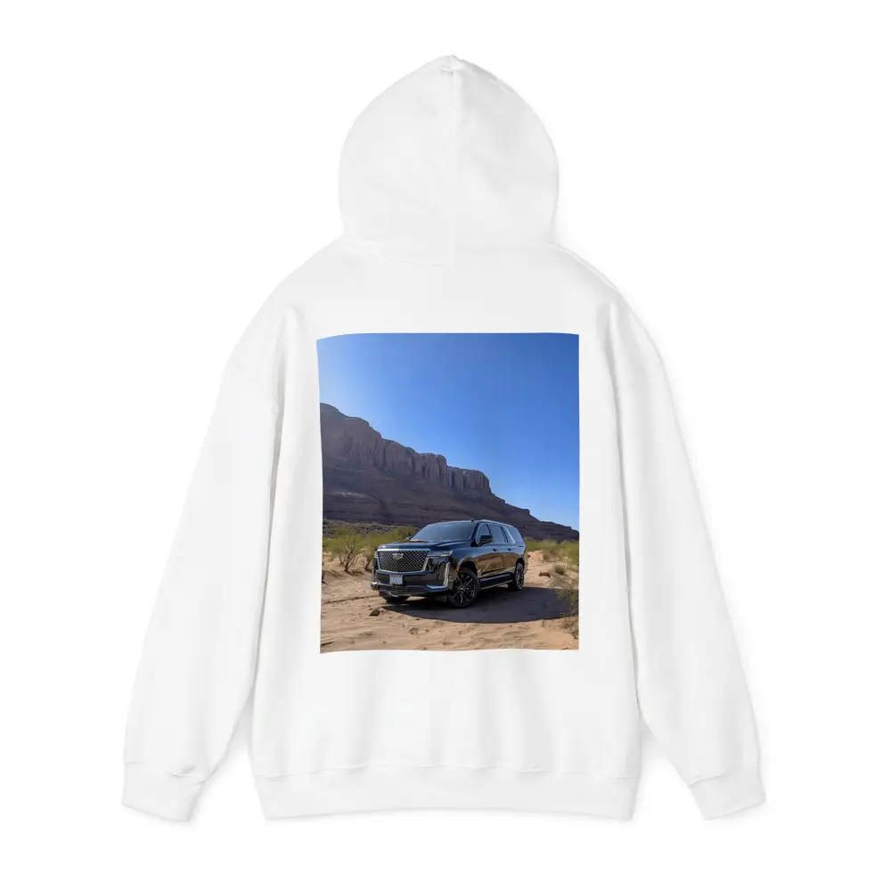 Black Cadillac Escalade Desert Canyon Landscape – Hoodies