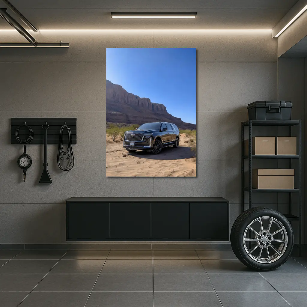 Black Cadillac Escalade Desert Canyon Landscape – Wall Art
