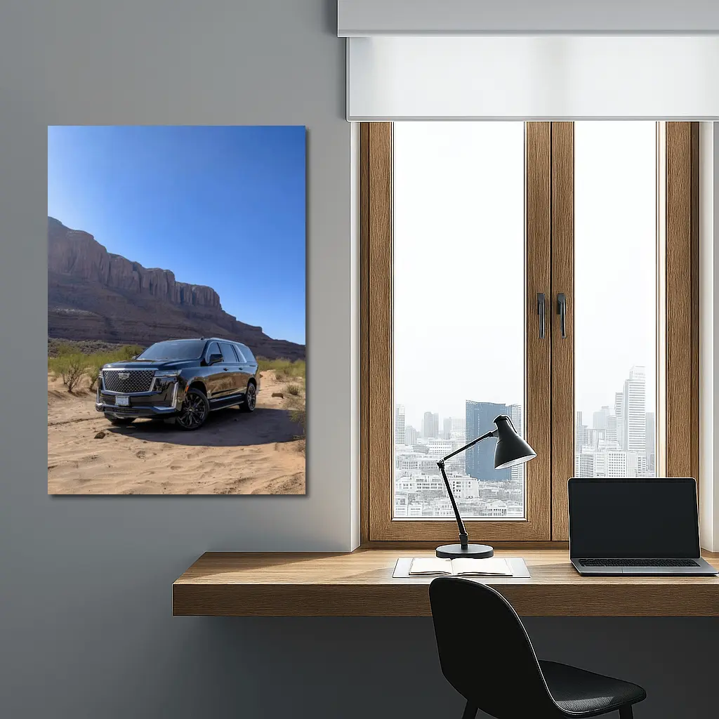 Black Cadillac Escalade Desert Canyon Landscape – Wall Art