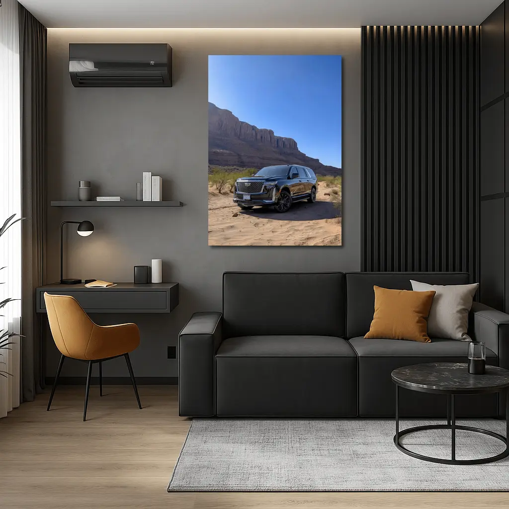 Black Cadillac Escalade Desert Canyon Landscape – Wall Art