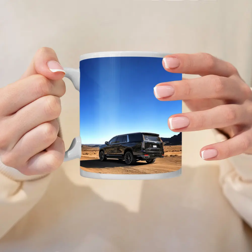 Black Cadillac Escalade Desert Dirt Road – Mugs