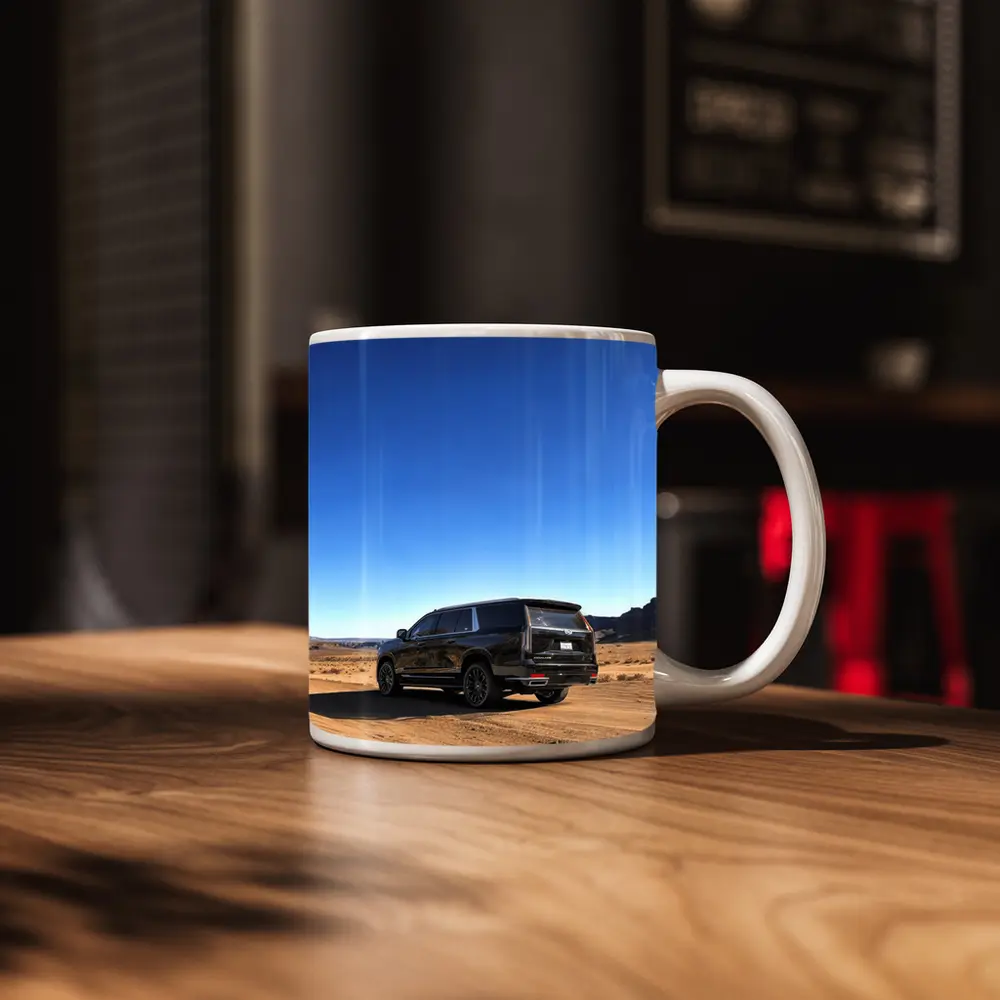 Black Cadillac Escalade Desert Dirt Road – Mugs