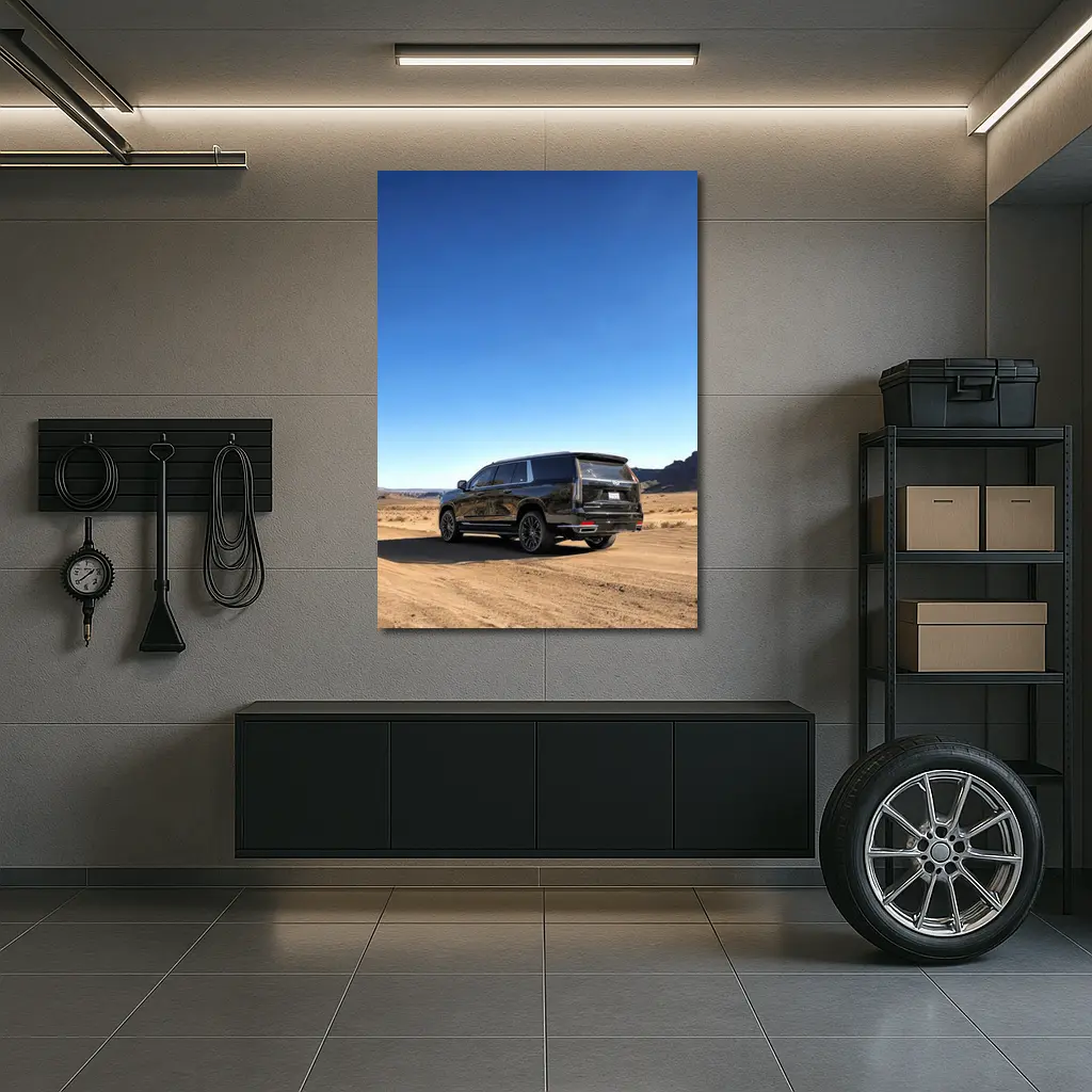 Black Cadillac Escalade Desert Dirt Road – Wall Art