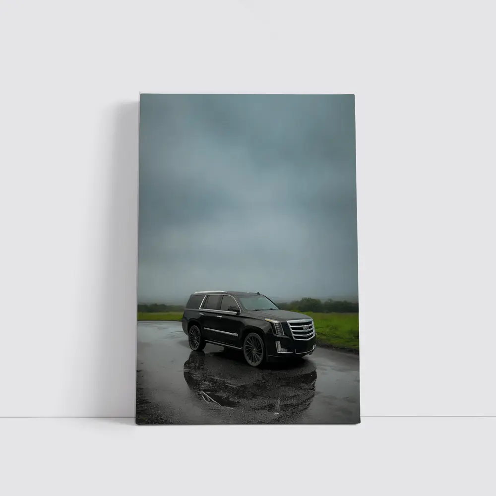 Black Cadillac Escalade Rainy Overcast Day – Wall Art