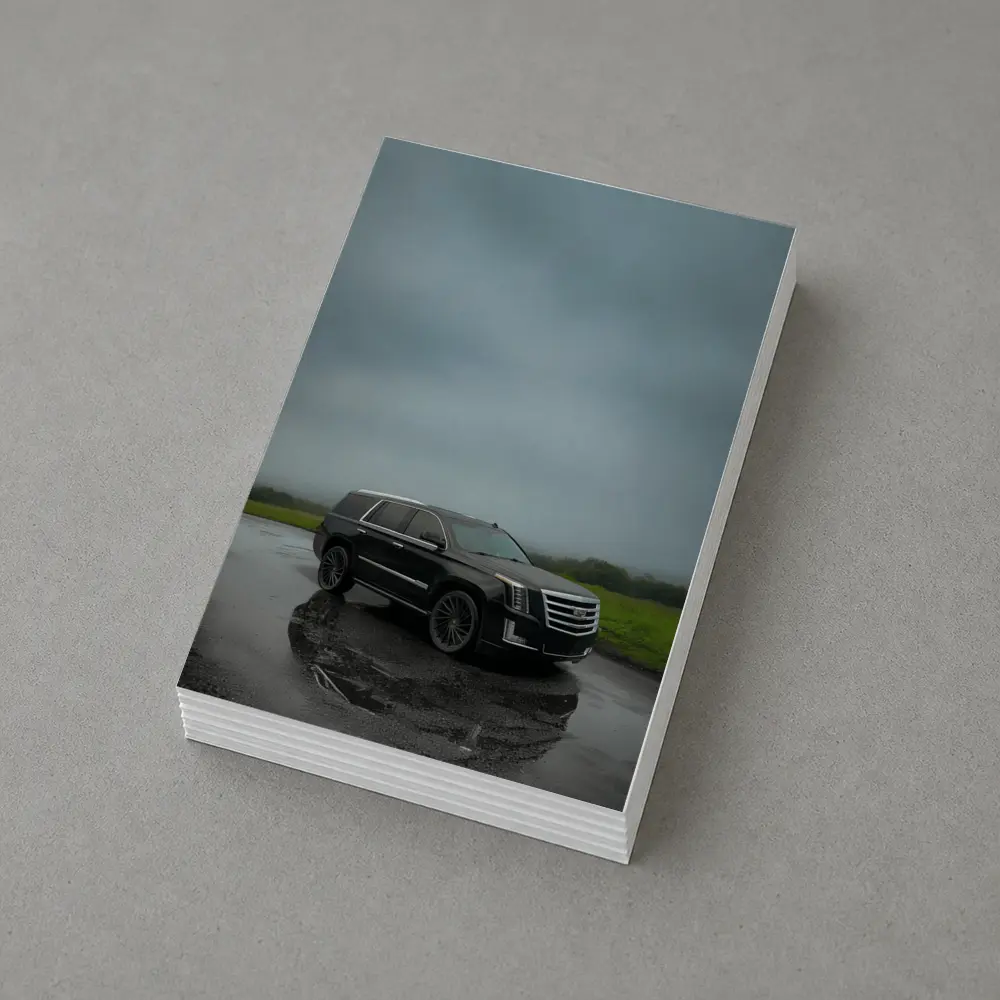 Black Cadillac Escalade Rainy Overcast Day – Postcards