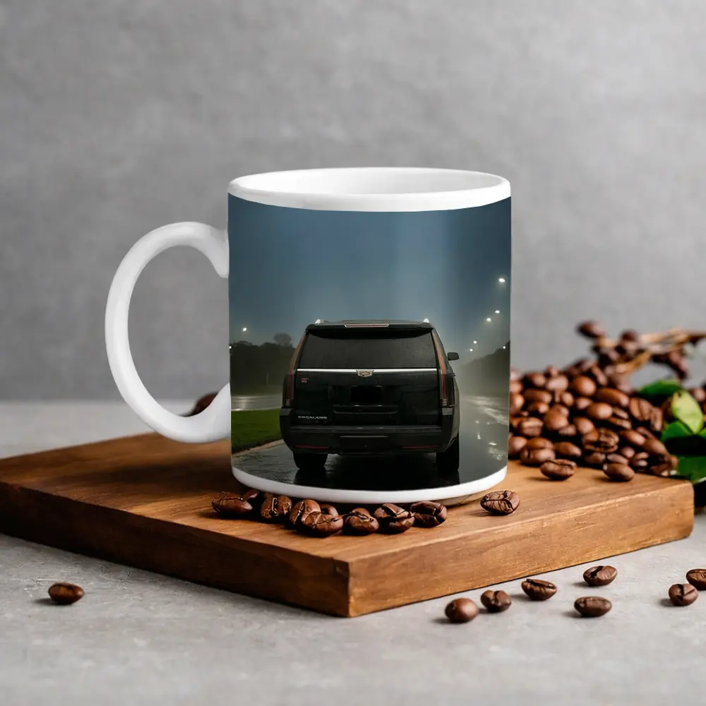 Cadillac Escalade Black Rainy Night Street – Mugs