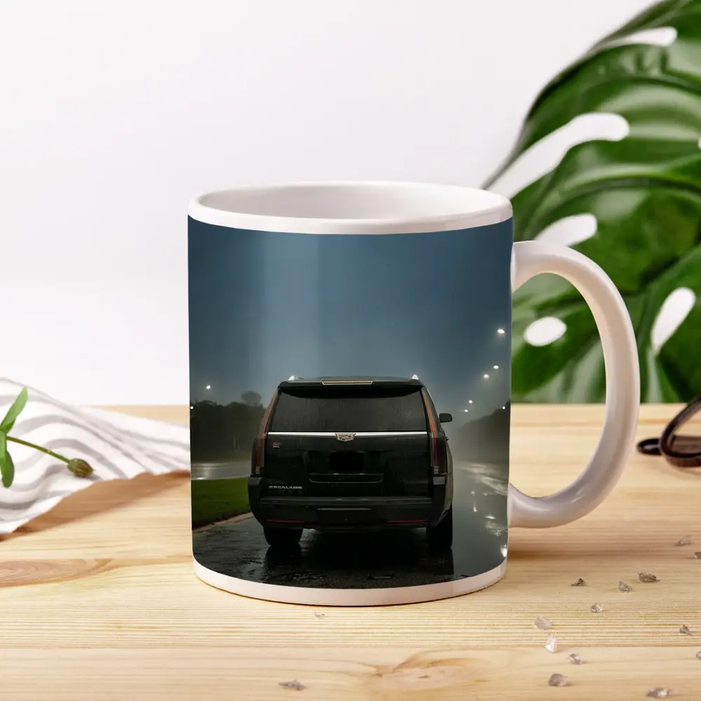 Cadillac Escalade Black Rainy Night Street – Mugs