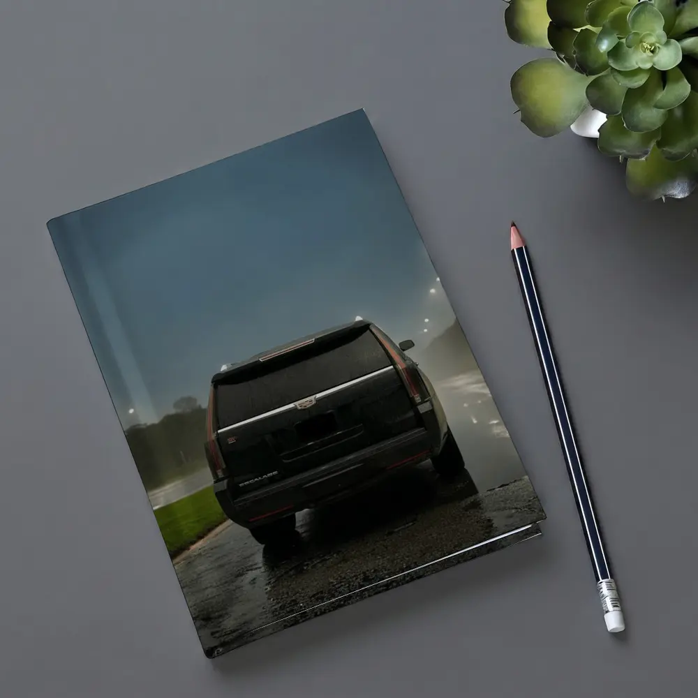 Cadillac Escalade Black Rainy Night Street – Notebooks