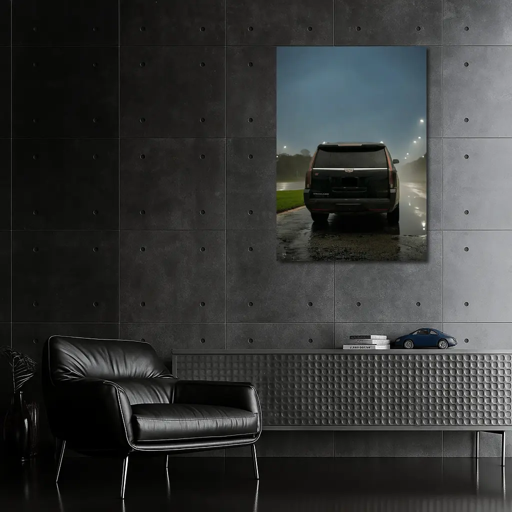 Cadillac Escalade Black Rainy Night Street – Wall Art