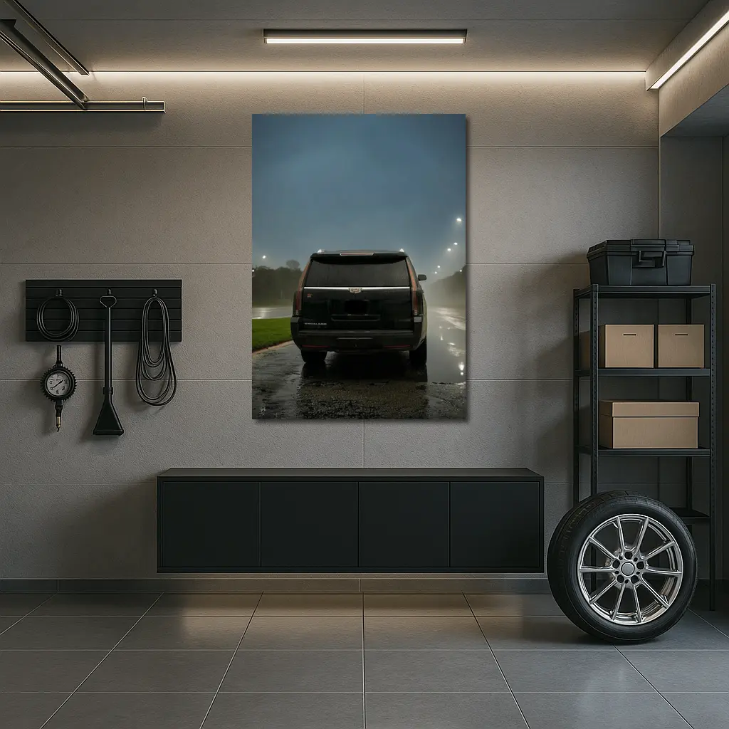 Cadillac Escalade Black Rainy Night Street – Wall Art