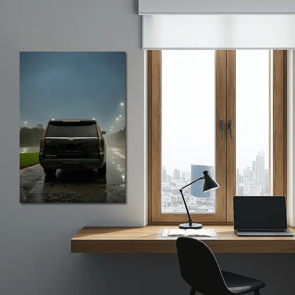 Cadillac Escalade Black Rainy Night Street – Wall Art