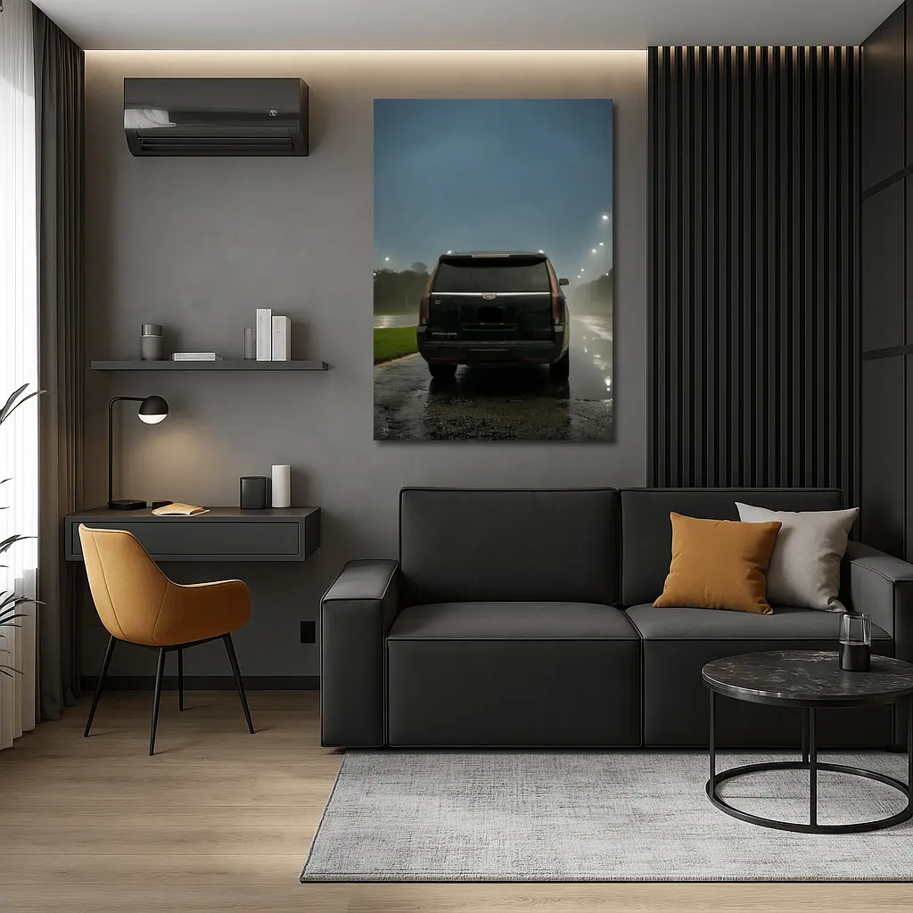 Cadillac Escalade Black Rainy Night Street – Wall Art