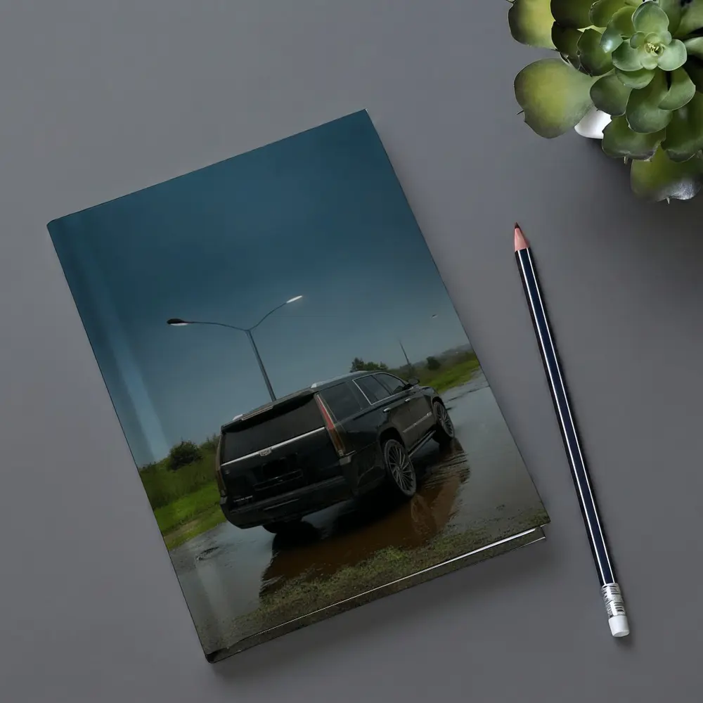 Black Cadillac Escalade Rainy Moody Street – Notebooks