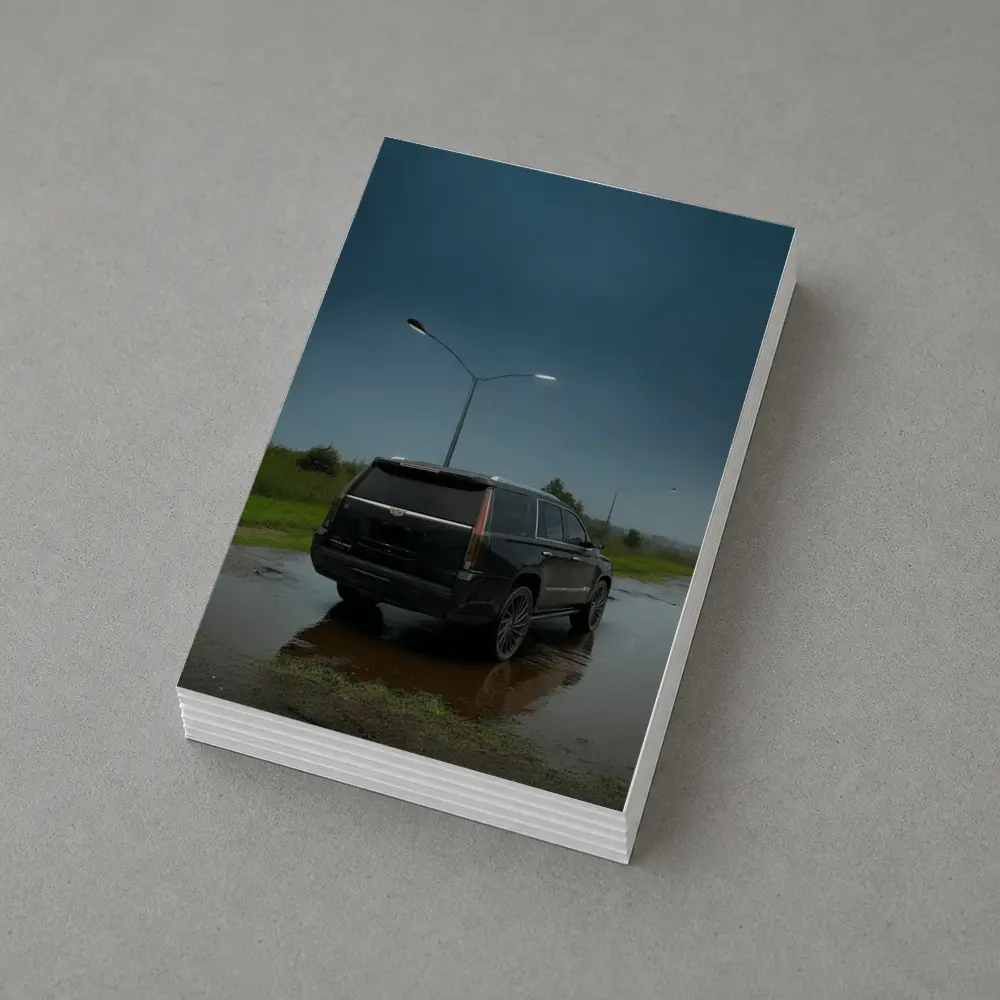 Black Cadillac Escalade Rainy Moody Street – Postcards