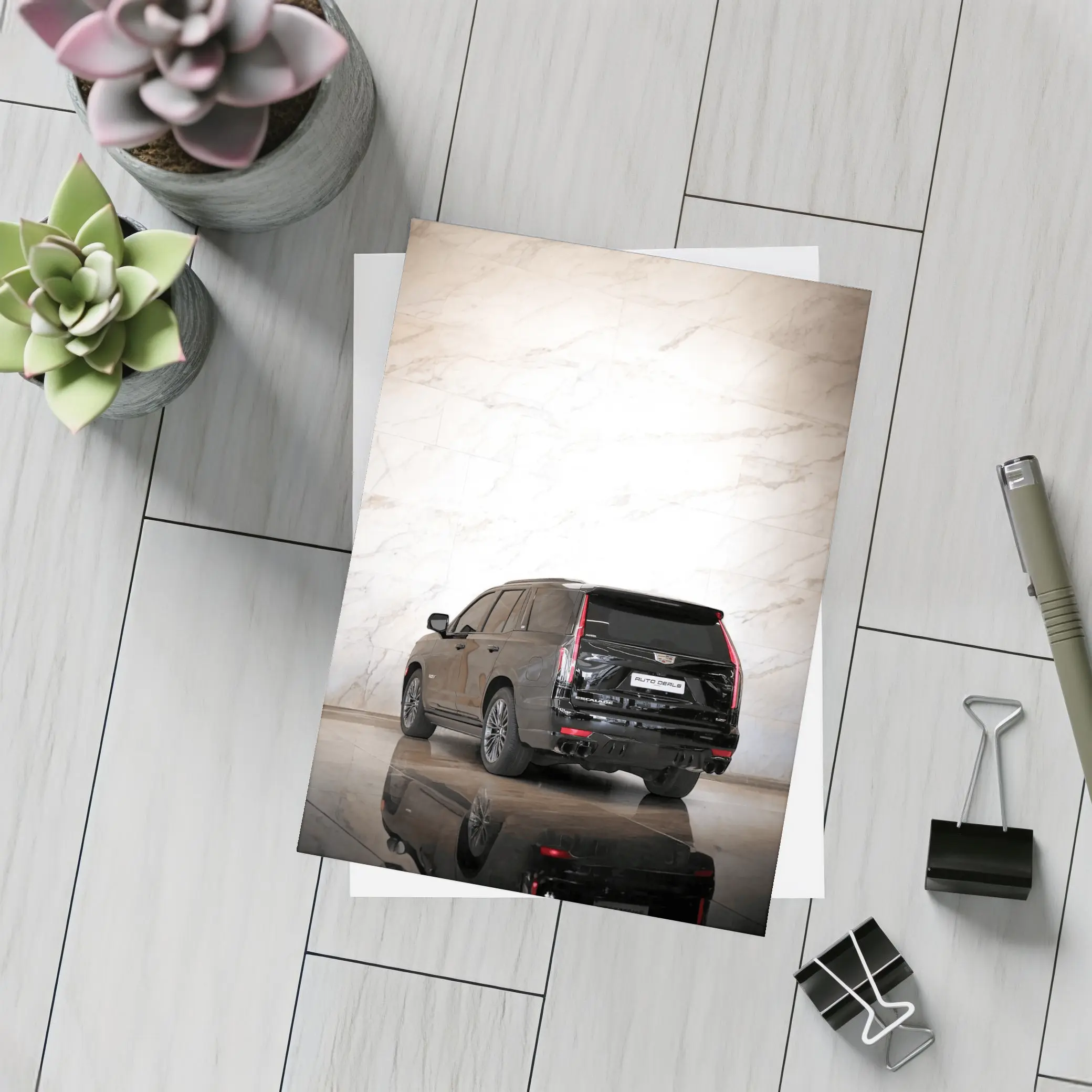 Cadillac Escalade Black Marble Wall Background – Postcards