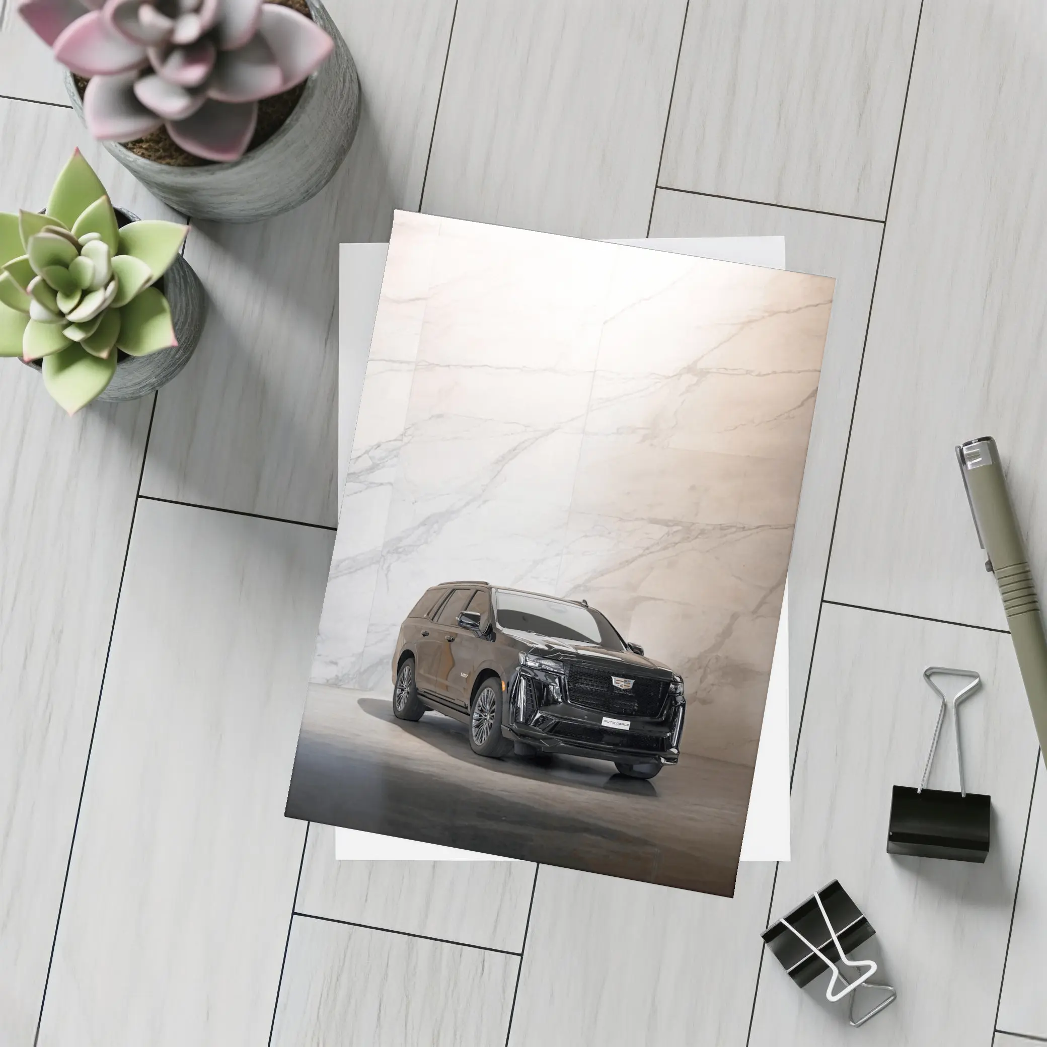 Cadillac Escalade Black Marble Wall Background – Postcards