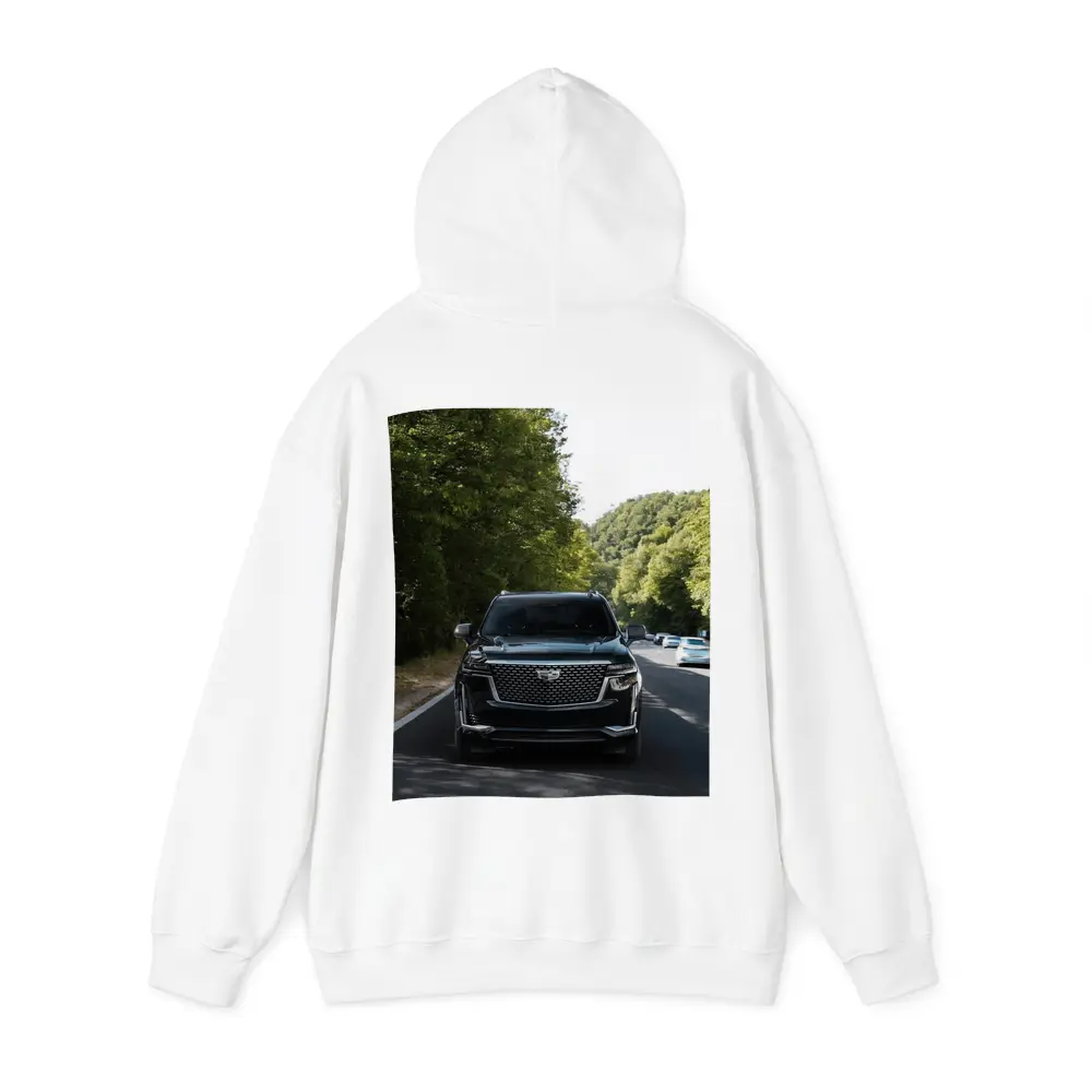 Black Cadillac Escalade On Forest Road – Hoodies