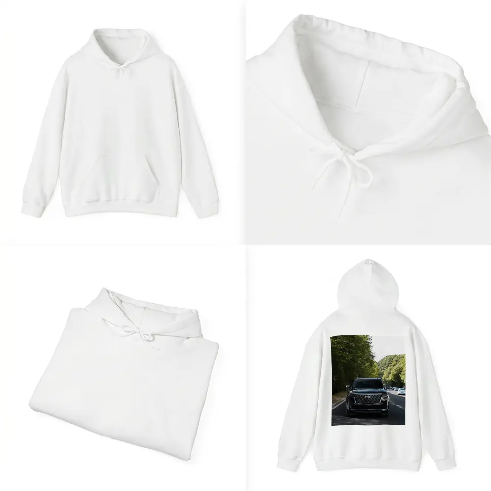 Black Cadillac Escalade On Forest Road – Hoodies