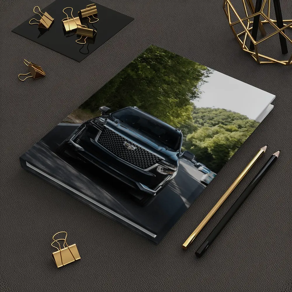 Black Cadillac Escalade On Forest Road – Notebooks