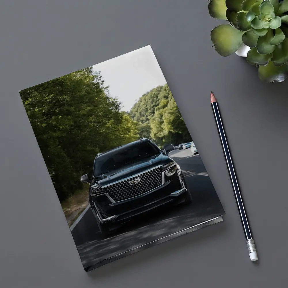 Black Cadillac Escalade On Forest Road – Notebooks