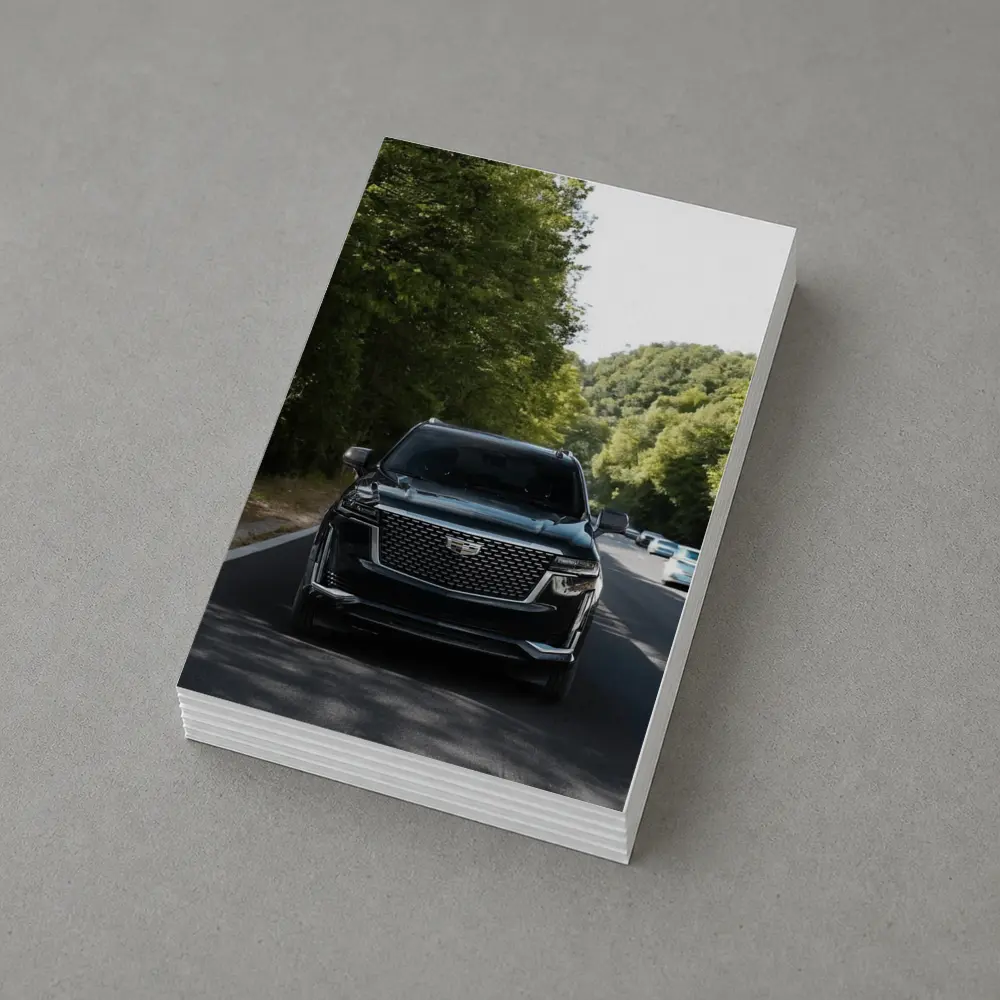 Black Cadillac Escalade On Forest Road – Postcards