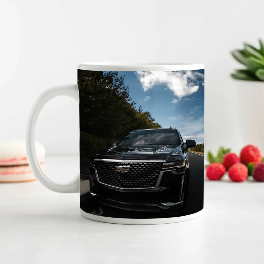 Black Cadillac Escalade on Open Road – Mugs