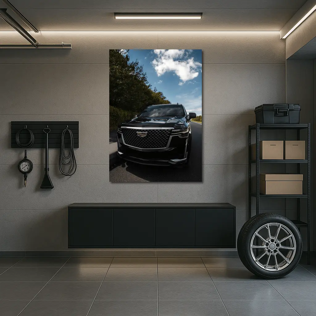 Black Cadillac Escalade on Open Road – Wall Art