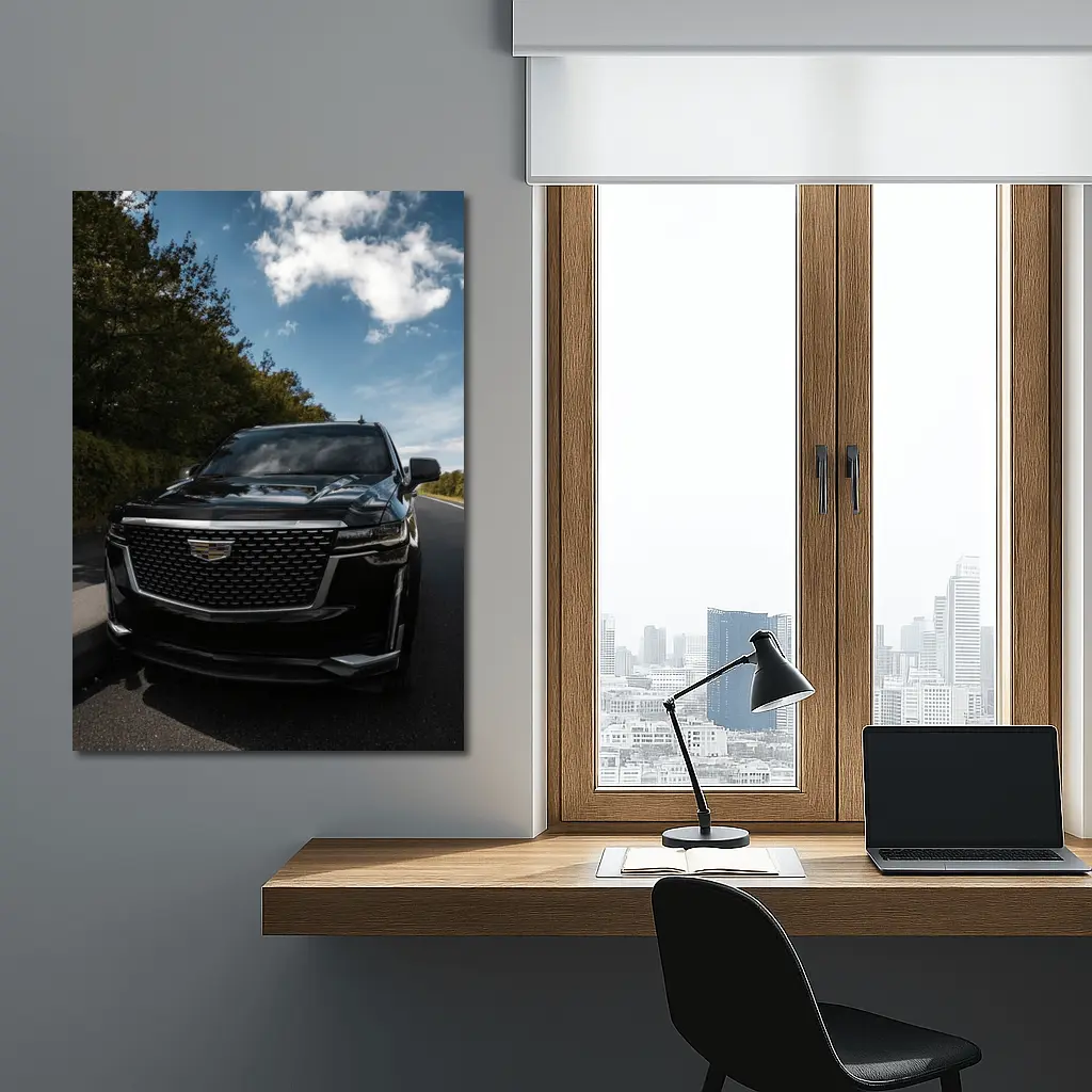 Black Cadillac Escalade on Open Road – Wall Art