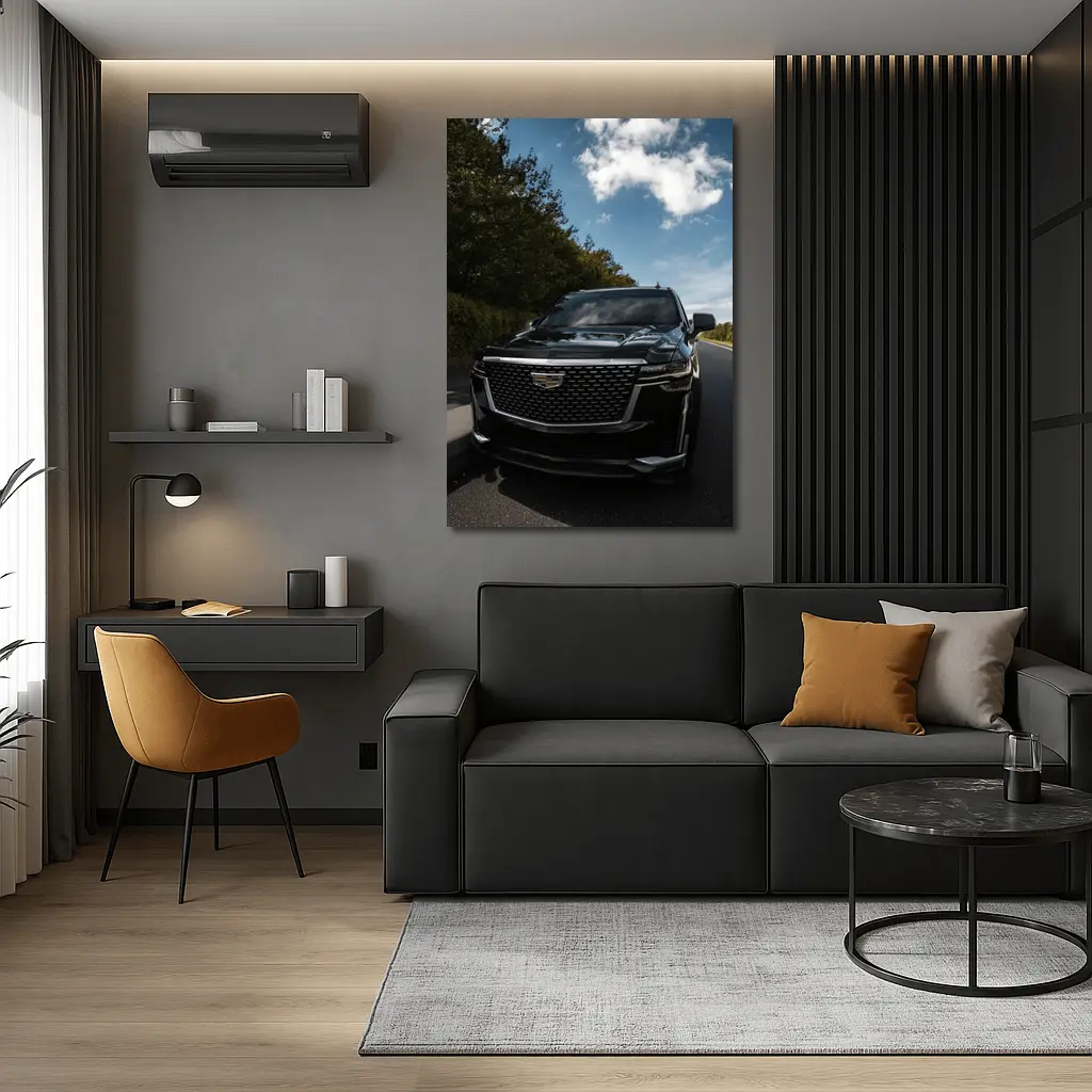Black Cadillac Escalade on Open Road – Wall Art