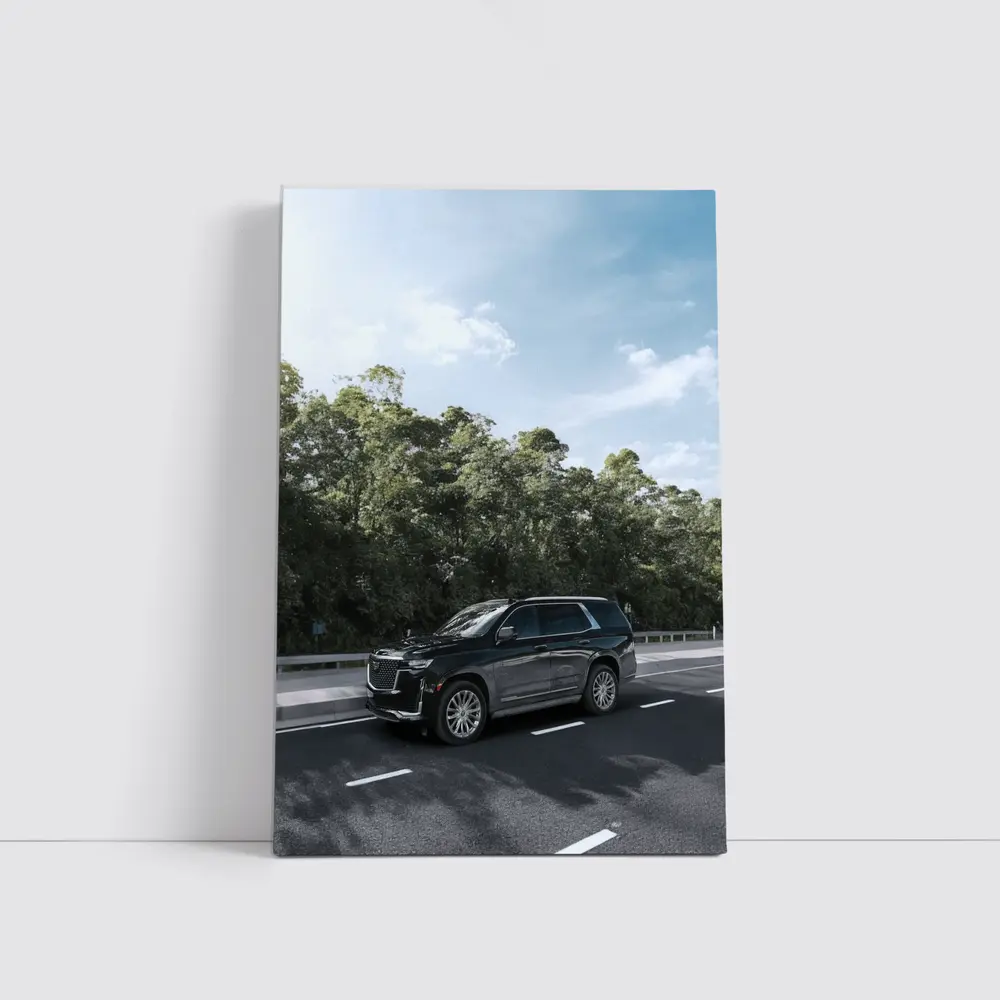 Black Cadillac Escalade SUV On Highway – Wall Art