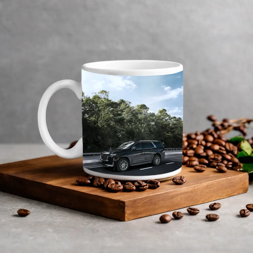 Black Cadillac Escalade SUV On Highway – Mugs