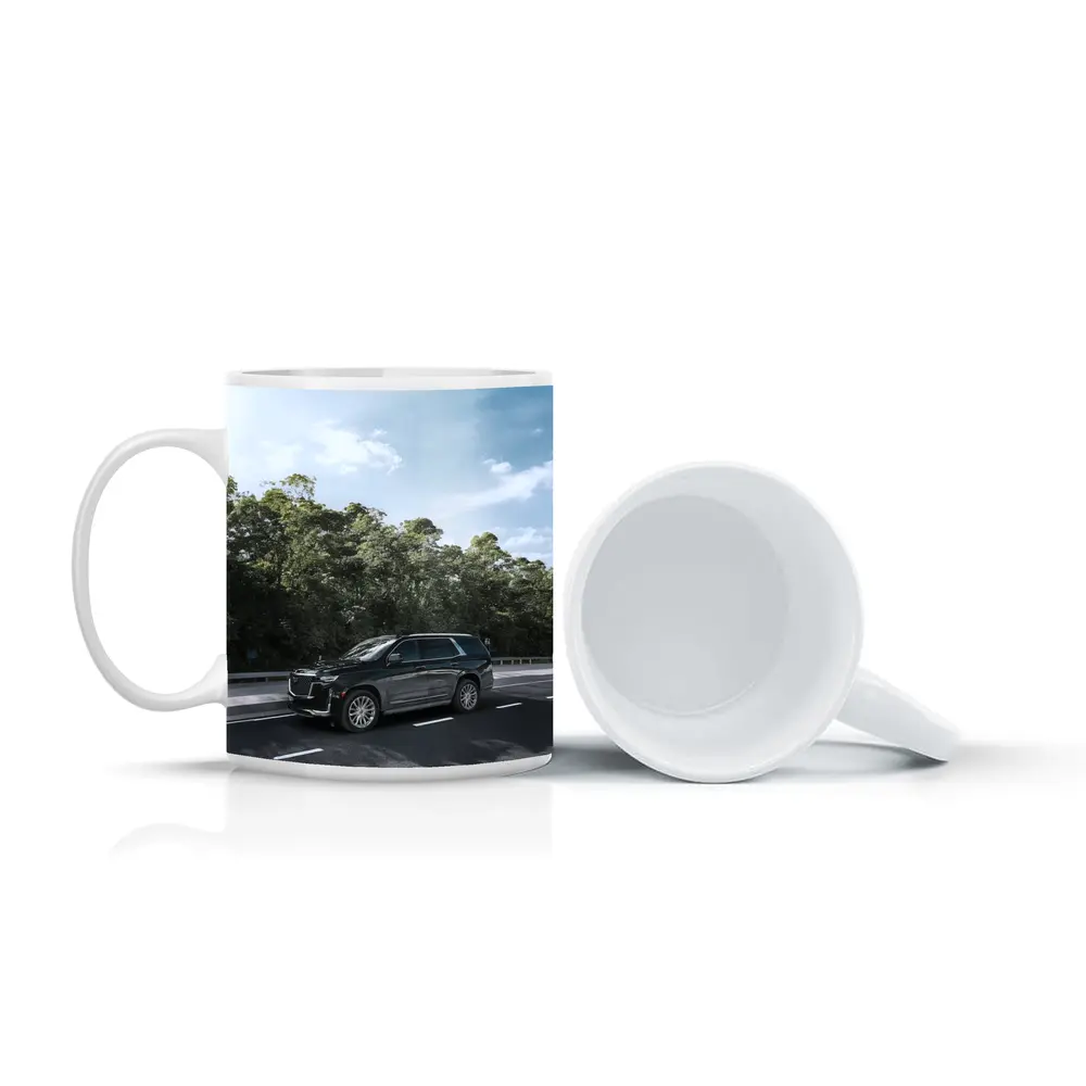 Black Cadillac Escalade SUV On Highway – Mugs