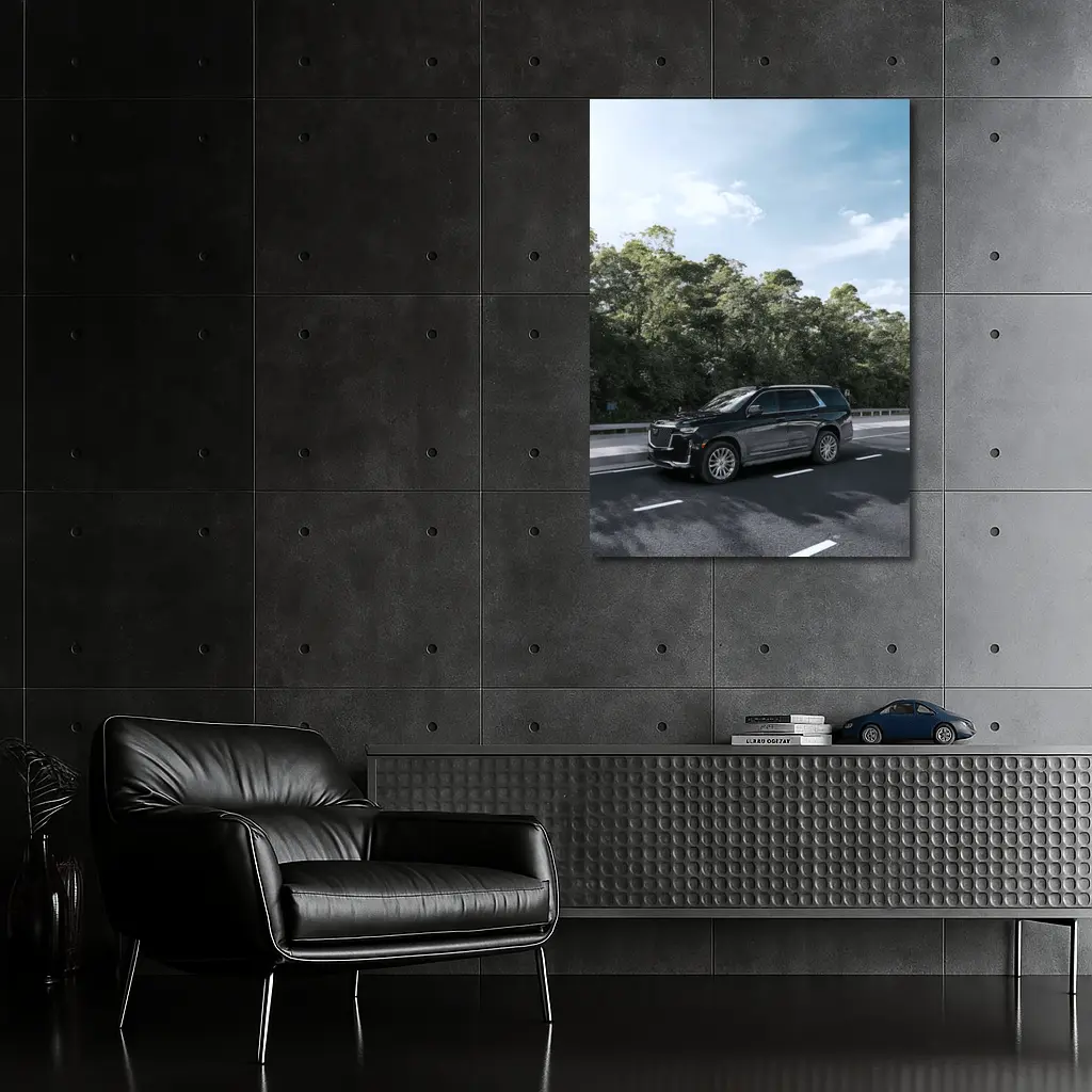 Black Cadillac Escalade SUV On Highway – Wall Art