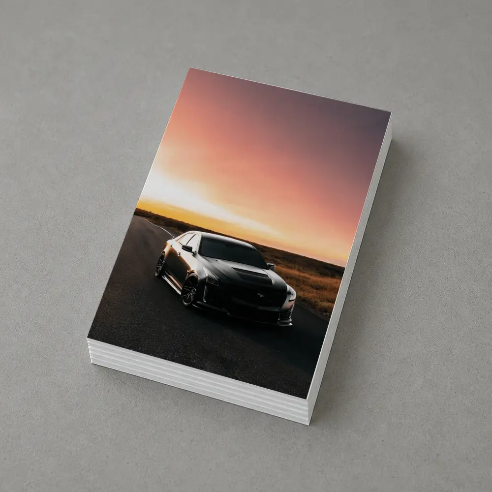 Cadillac CTS Black Car Sunset Road – Postcards