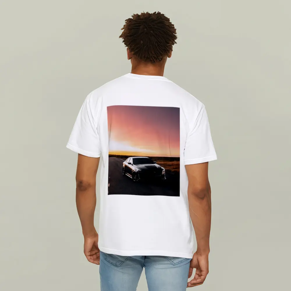 Cadillac CTS Black Car Sunset Road – T-Shirts